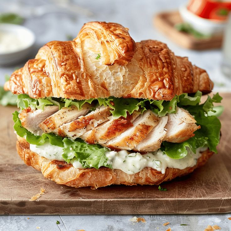 chicken caesar croissant sandwich thefamilycooking
